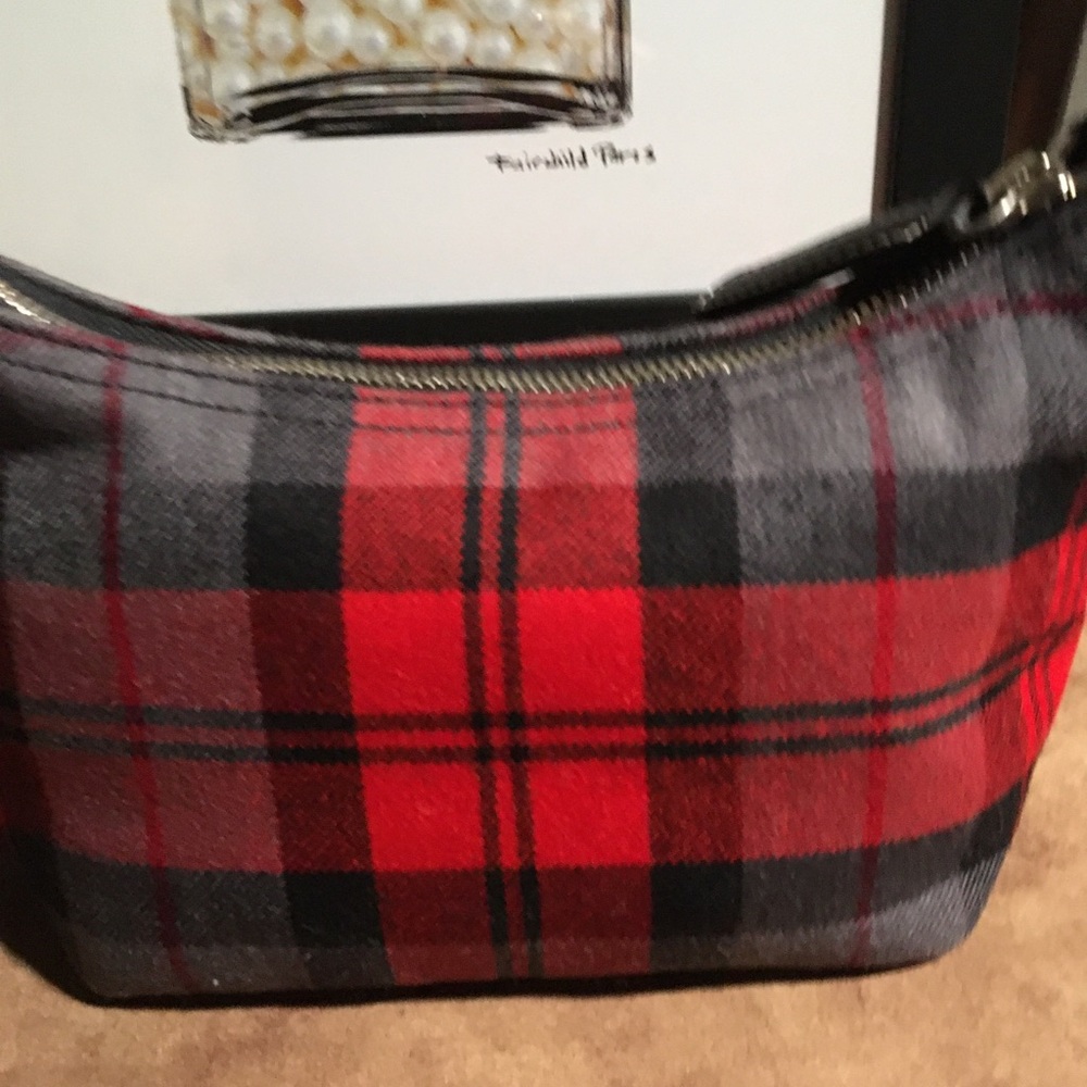 COACH PRE-LOVED VINTAGE AUTHENTIC MINI TARTAN RED WOOL & LEATHER SHOULDER BAG - Picture 4 of 13